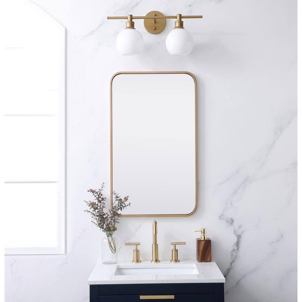 Soft corner metal rectangular mirror 18x30 inch in Brass. Picture 9