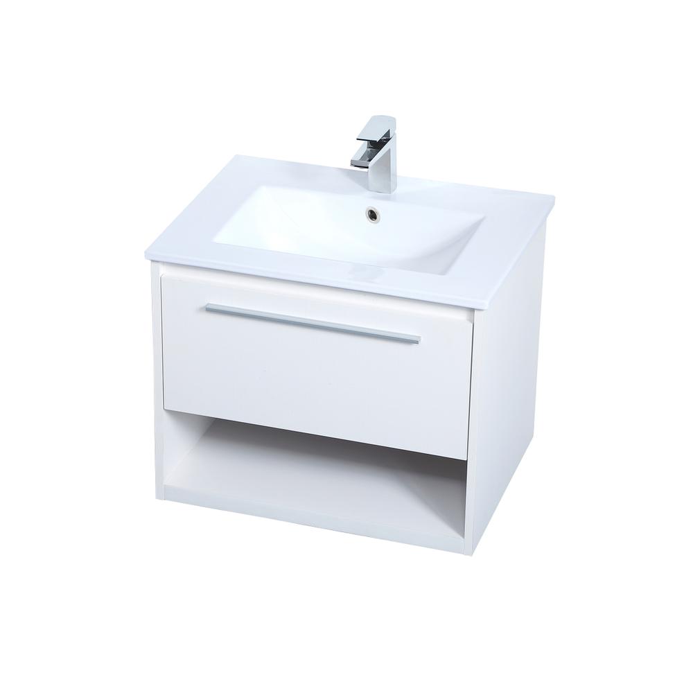 24 inch  Single Bathroom Floating Vanity in White. Picture 7