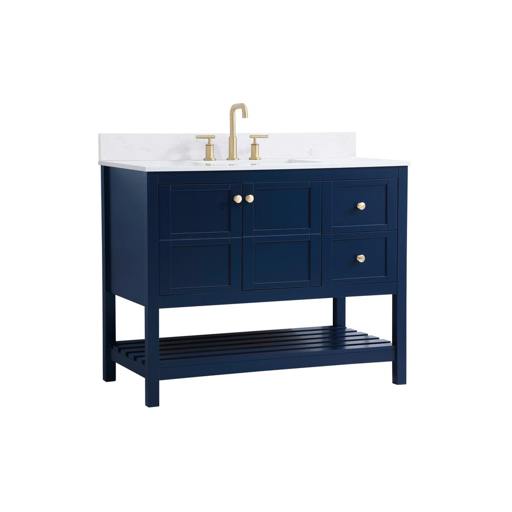 42 inch Single Bathroom Vanity in Blue with Backsplash. Picture 7