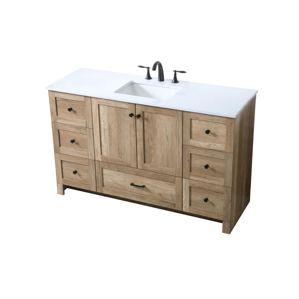 54 Inch SIngle Bathroom Vanity In Natural Oak. Picture 8