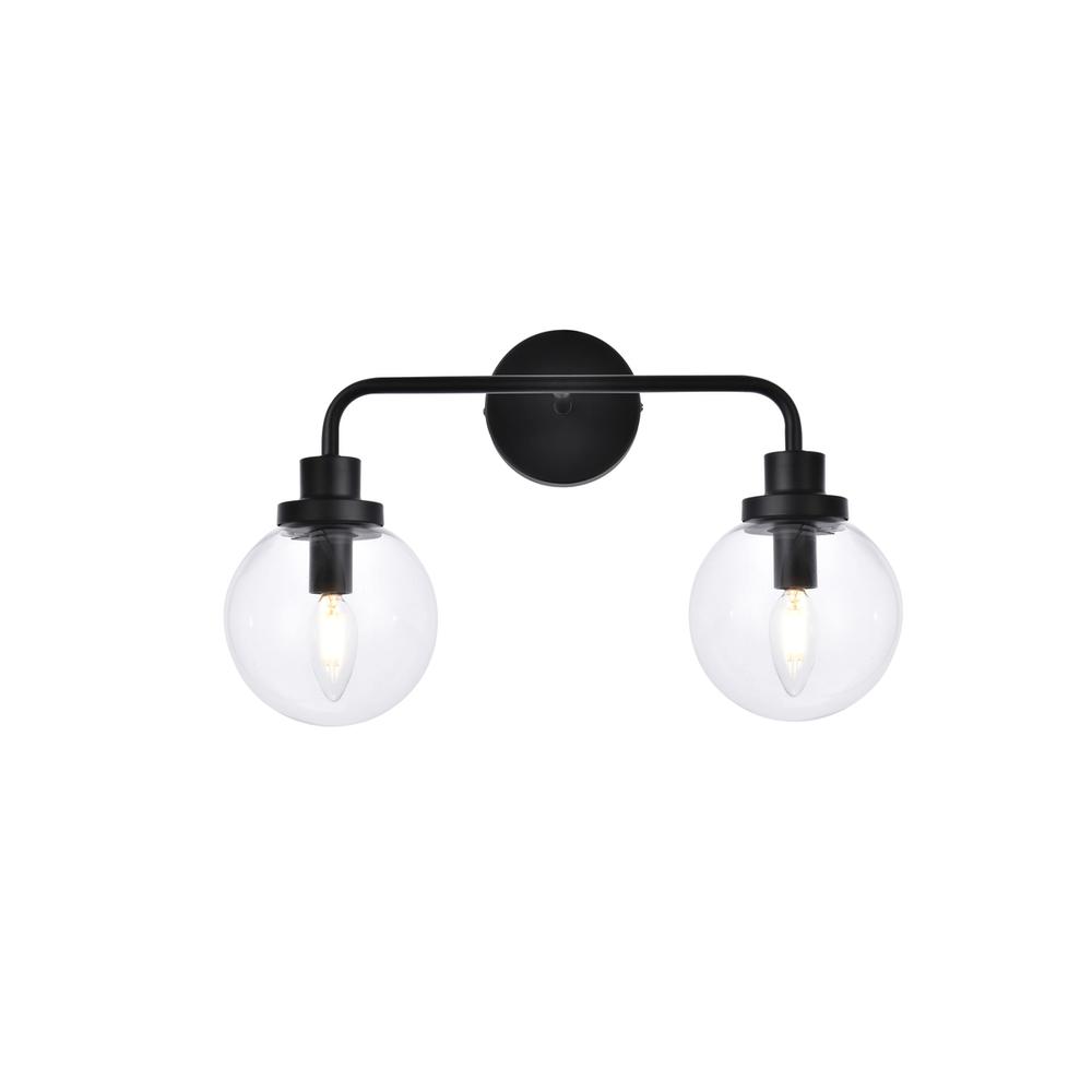 Hanson 2 lights bath sconce in black with clear shade. Picture 1