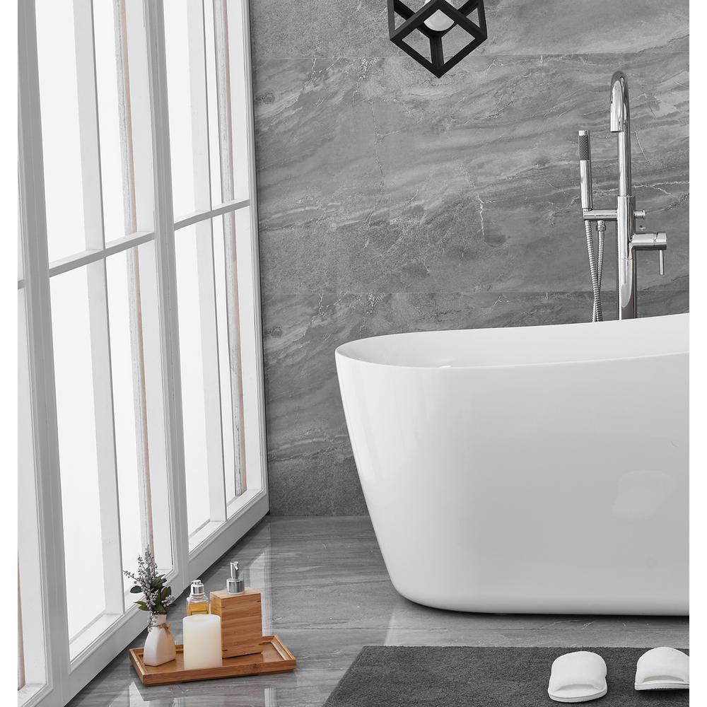 54 inch soaking Single slipper bathtub in glossy white. Picture 5