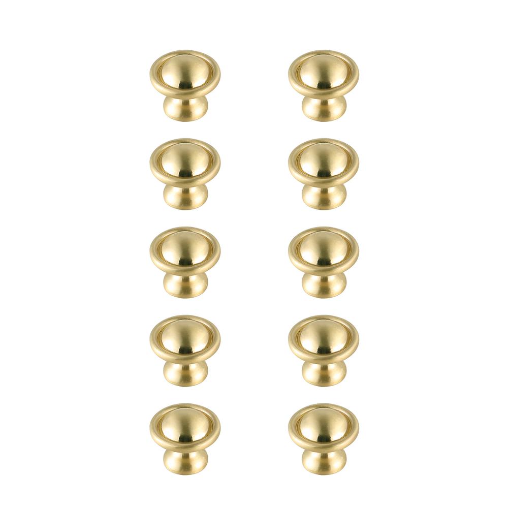 Kadea 1.2" Diameter Brushed Gold Mushroom Knob Multipack (Set of 10). Picture 1