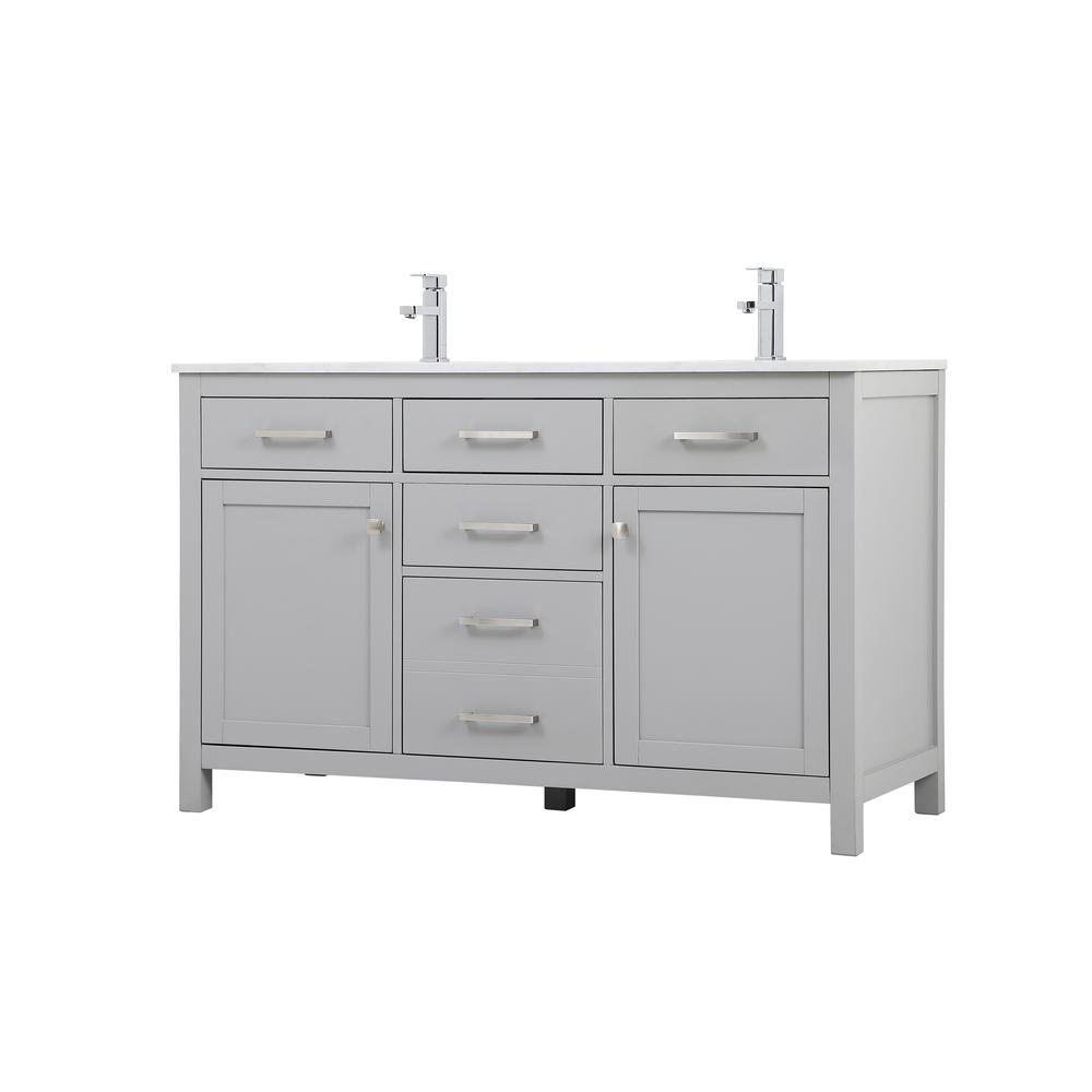 54 Inch Double Bathroom Vanity In Grey. Picture 7