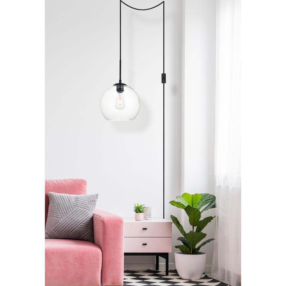 Baxter 1 Light Black plug-in Pendant With Clear Glass. Picture 5