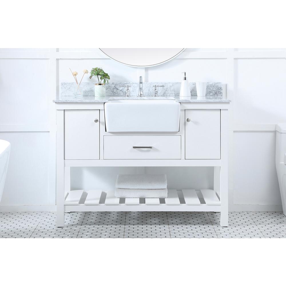 48 inch Single bathroom vanity in white with backsplash. Picture 14