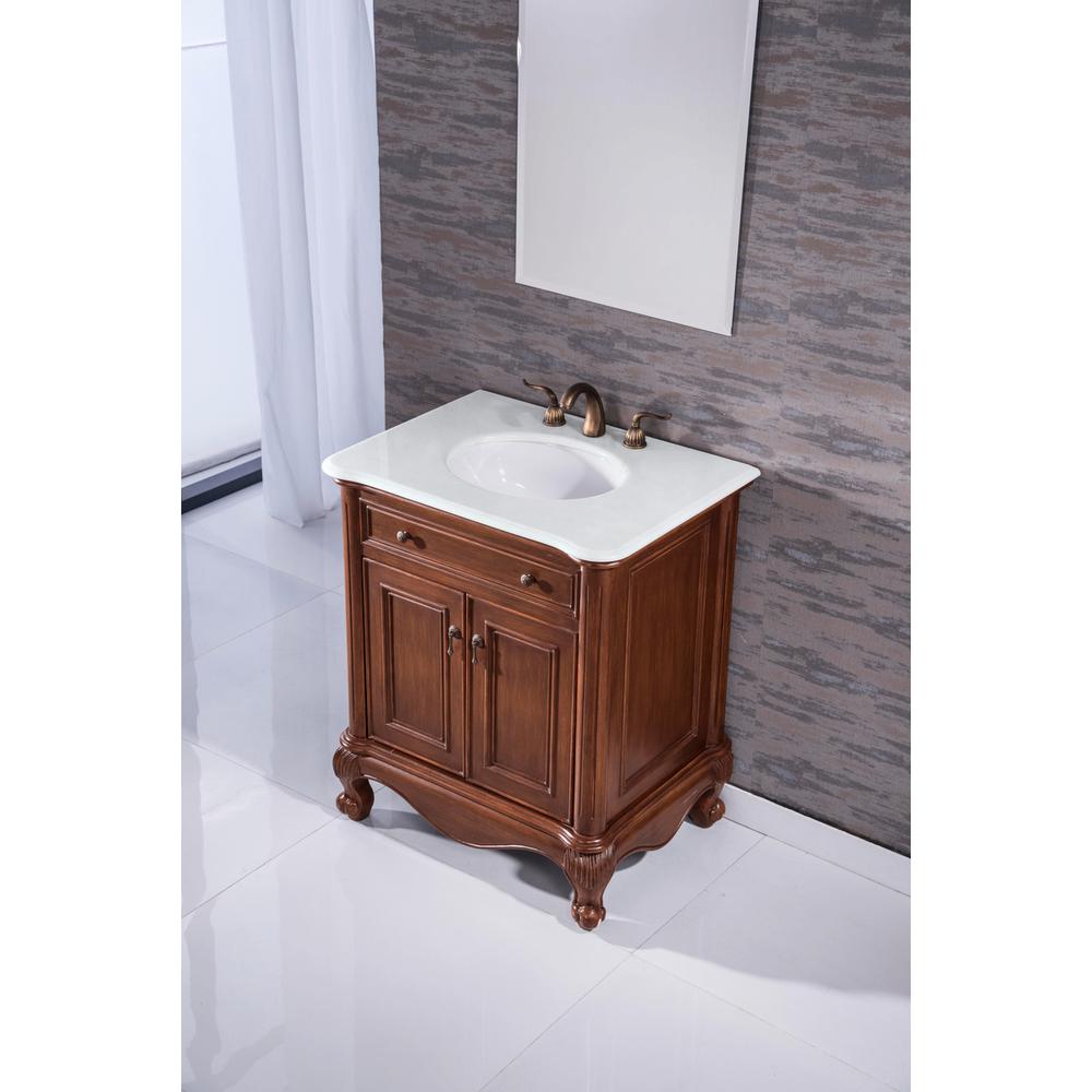 24 inch Single Bathroom vanity in Brown with ivory white engineered marble. Picture 11