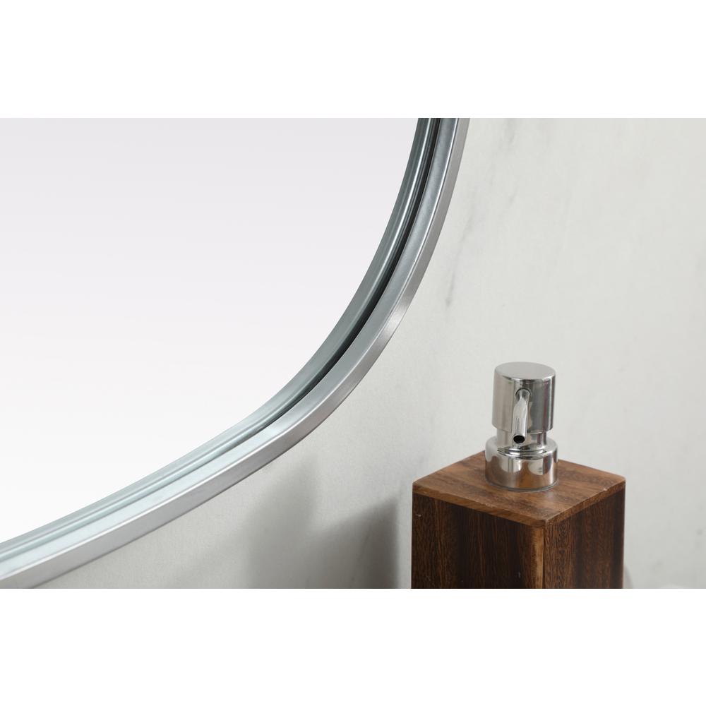 Metal Frame Oval Mirror 24x40 Inch in Silver. Picture 6