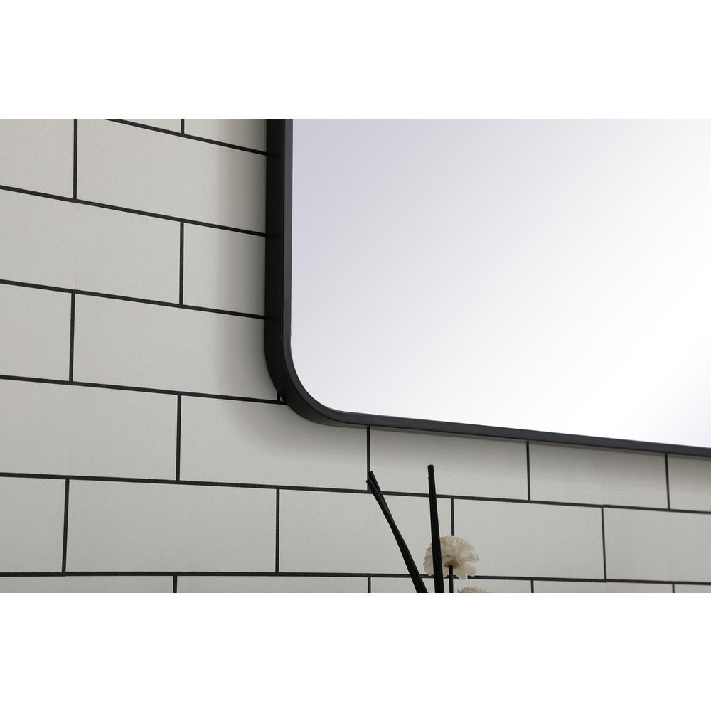 Soft corner metal rectangular mirror 30x60 inch in Black. Picture 4