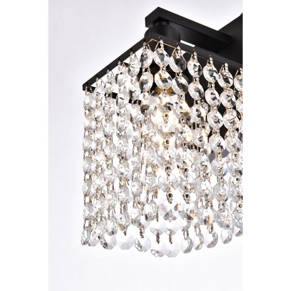 Phineas 1 light bath sconce in black with clear crystals. Picture 3