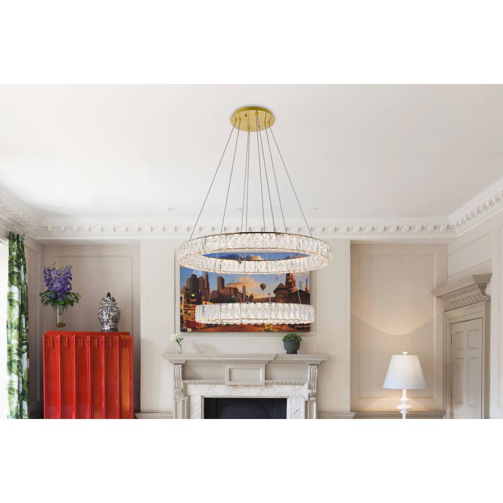Monroe Integrated LED chip light gold Chandelier Clear Royal Cut Crystal. Picture 7