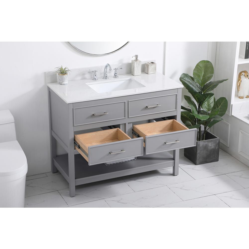 42 inch Single bathroom vanity in gray with backsplash. Picture 3