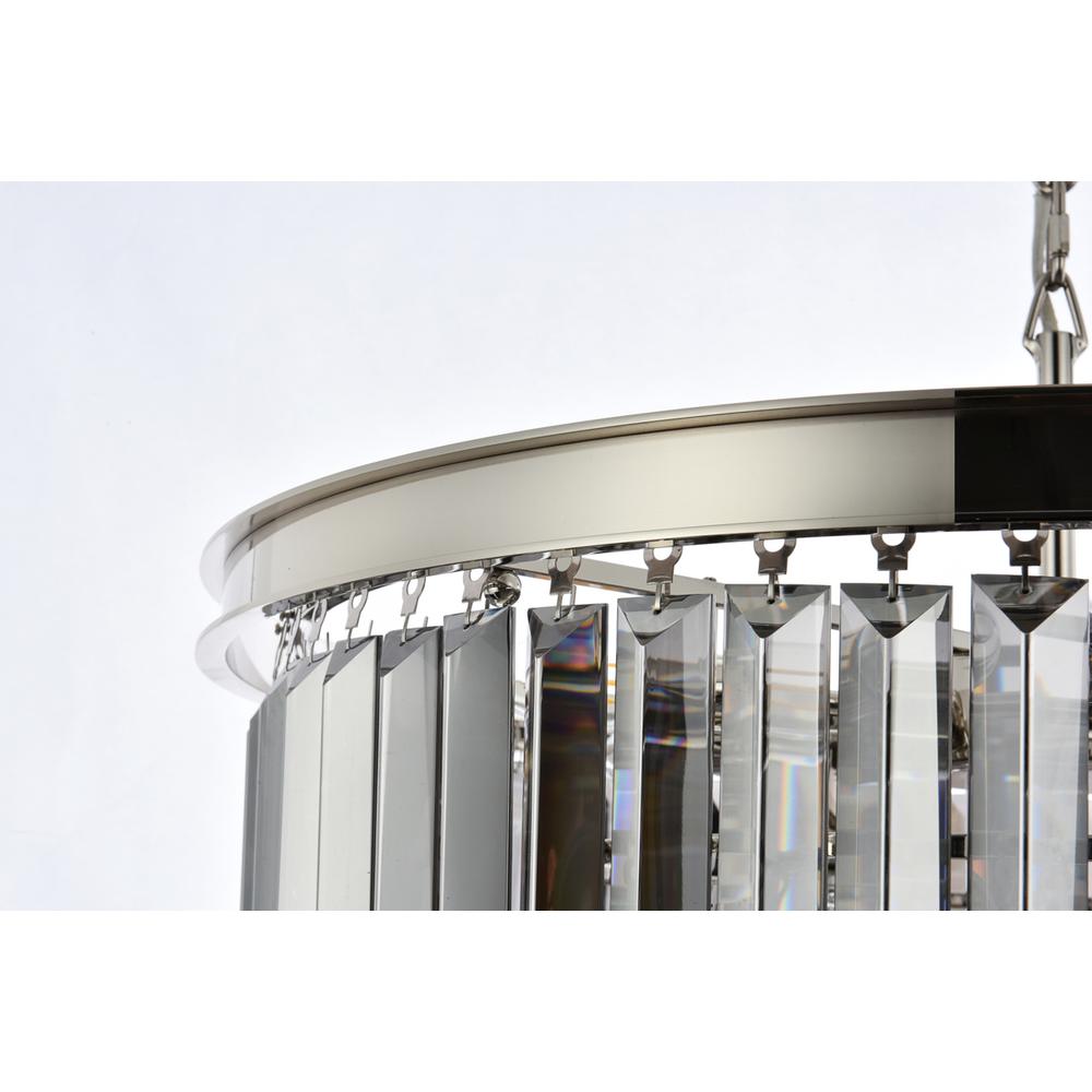 Sydney 9 light polished nickel Chandelier Silver Shade (Grey) Royal Cut Crystal. Picture 5