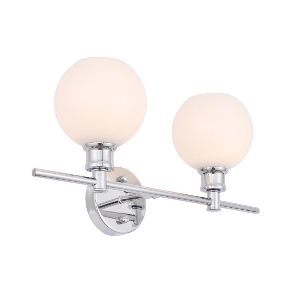 Collier 2 light Chrome and Frosted white glass Wall sconce. Picture 7