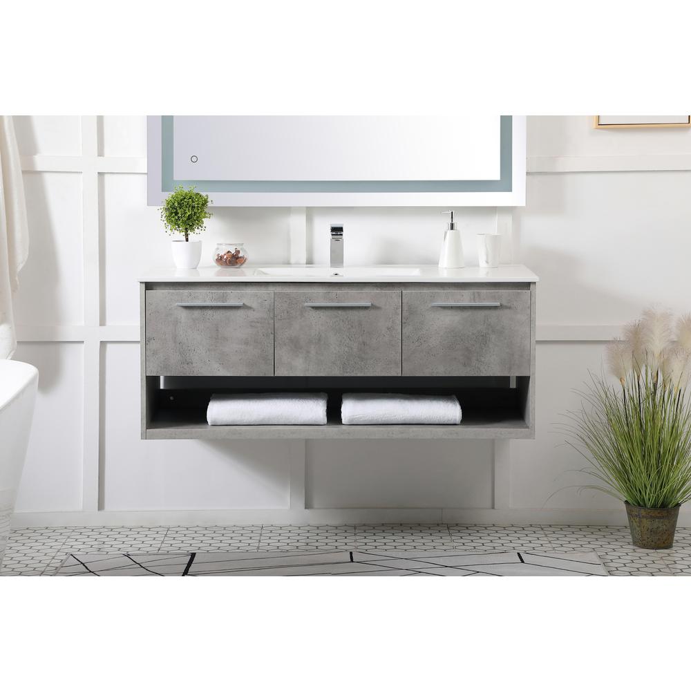 48 inch  Single Bathroom Floating Vanity in Concrete Grey. Picture 13
