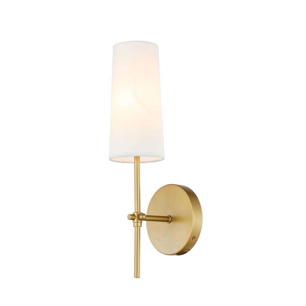 Mel 1 light Brass and White shade wall sconce. Picture 6