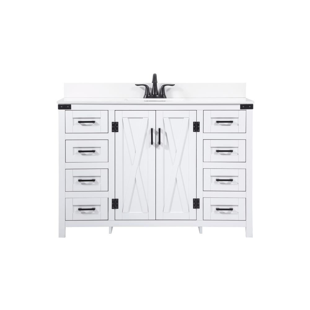 48 inch Single bathroom vanity in white with backsplash. Picture 1