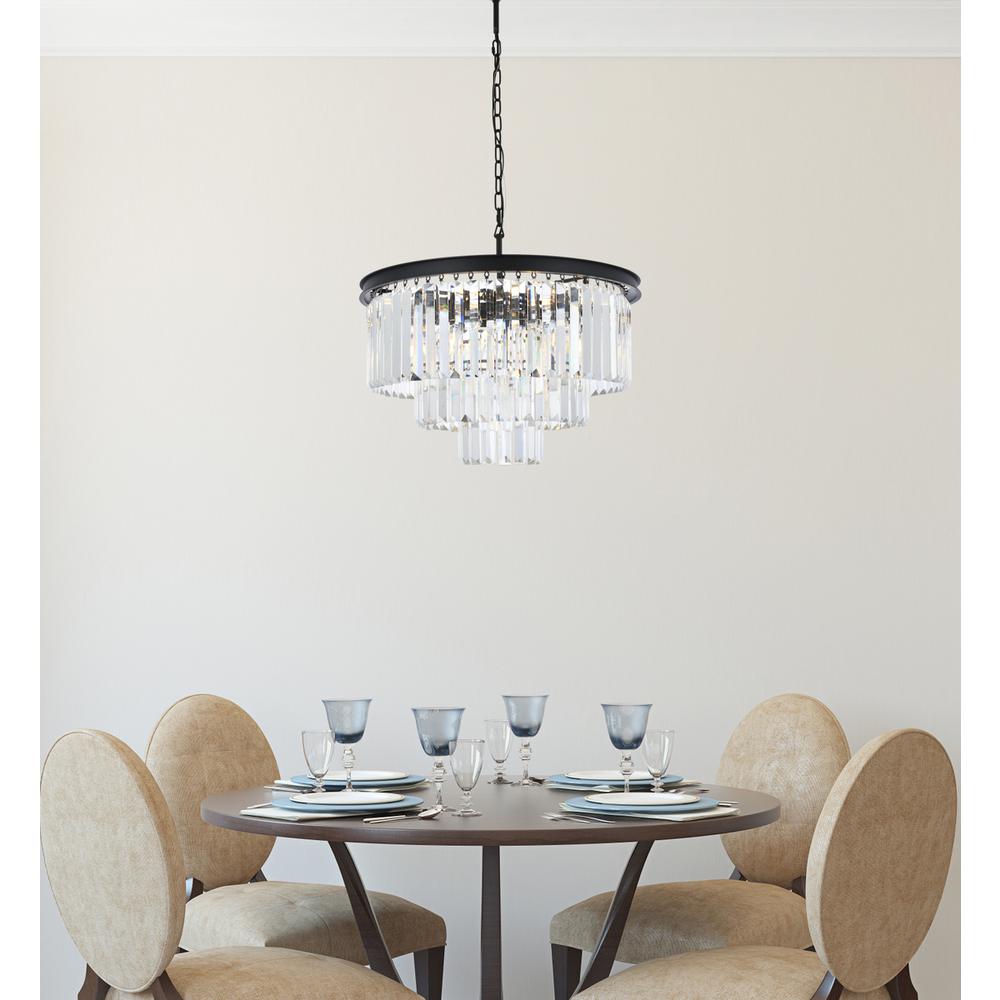 Sydney 9 light Matte Black Chandelier Clear Royal Cut Crystal. Picture 8
