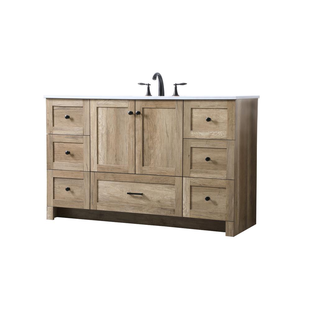 54 Inch SIngle Bathroom Vanity In Natural Oak. Picture 7