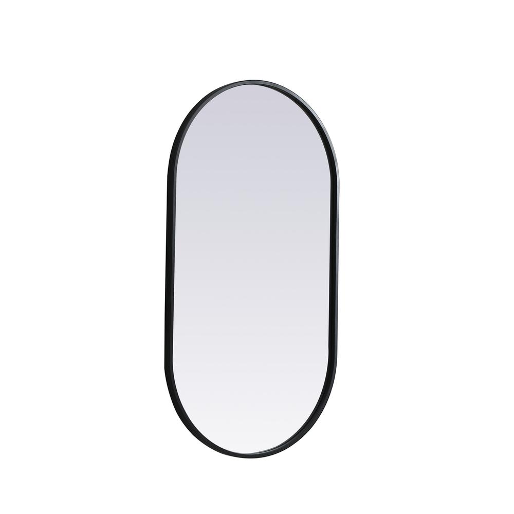 Metal Frame Oval Mirror 20x36 Inch in Black. Picture 7