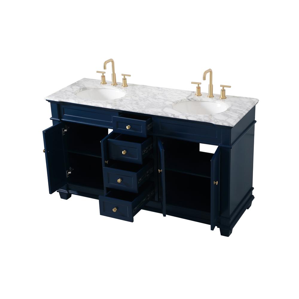60 inch Double Bathroom Vanity set in Blue. Picture 9