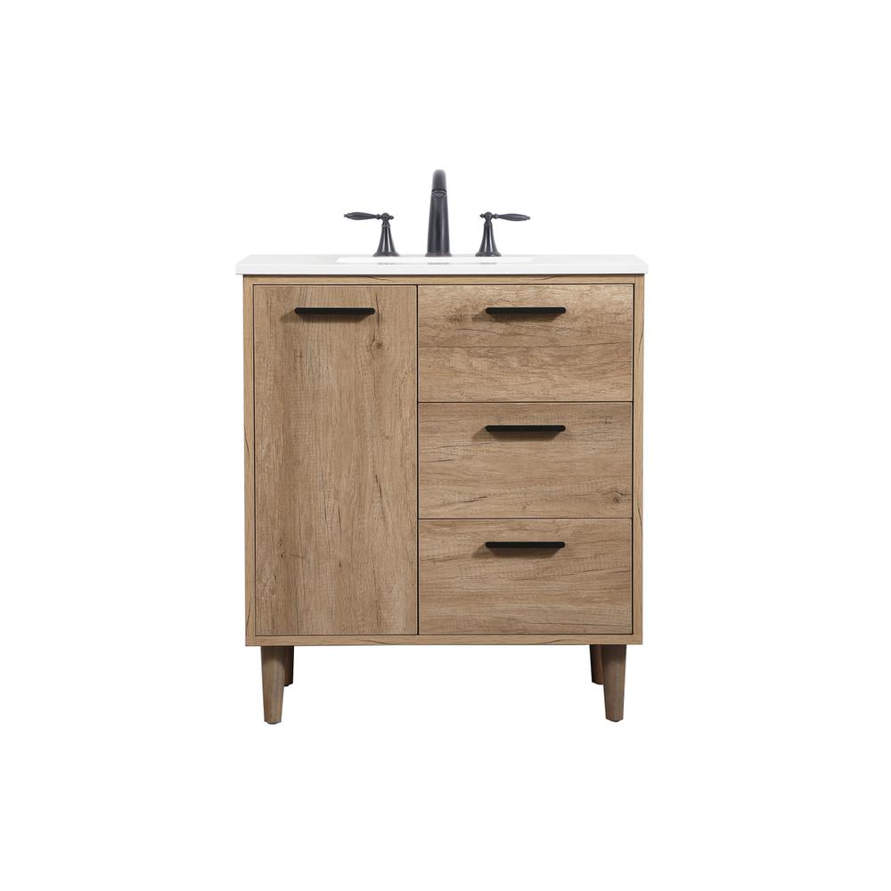 30 inch Single bathroom vanity in natural oak. Picture 1