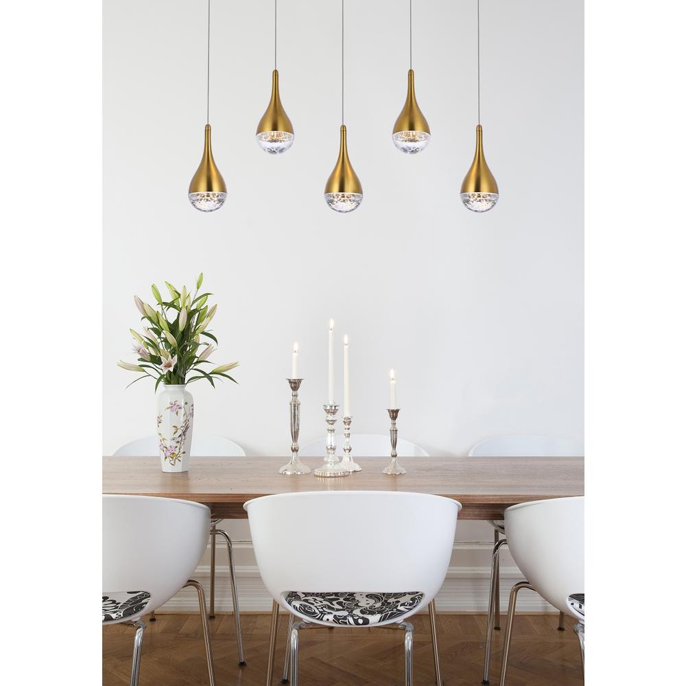 Amherst 34 inch LED pendant in satin gold. Picture 8