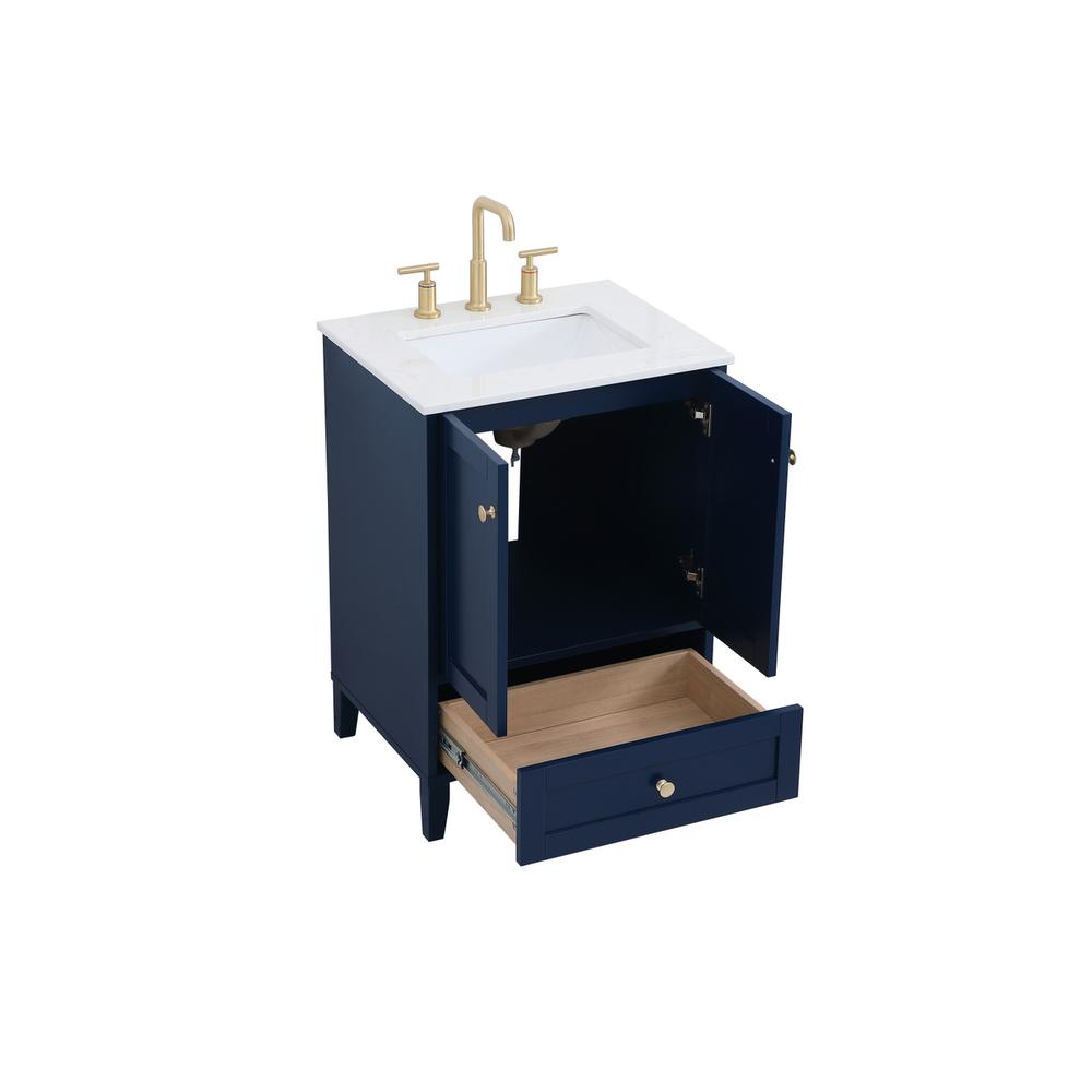 24 inch Single Bathroom Vanity in Blue. Picture 8