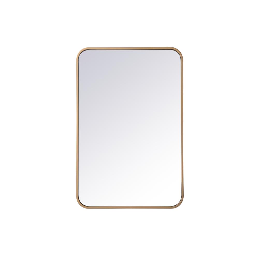 Soft corner metal rectangular mirror 20x30 inch in  Brass. Picture 1