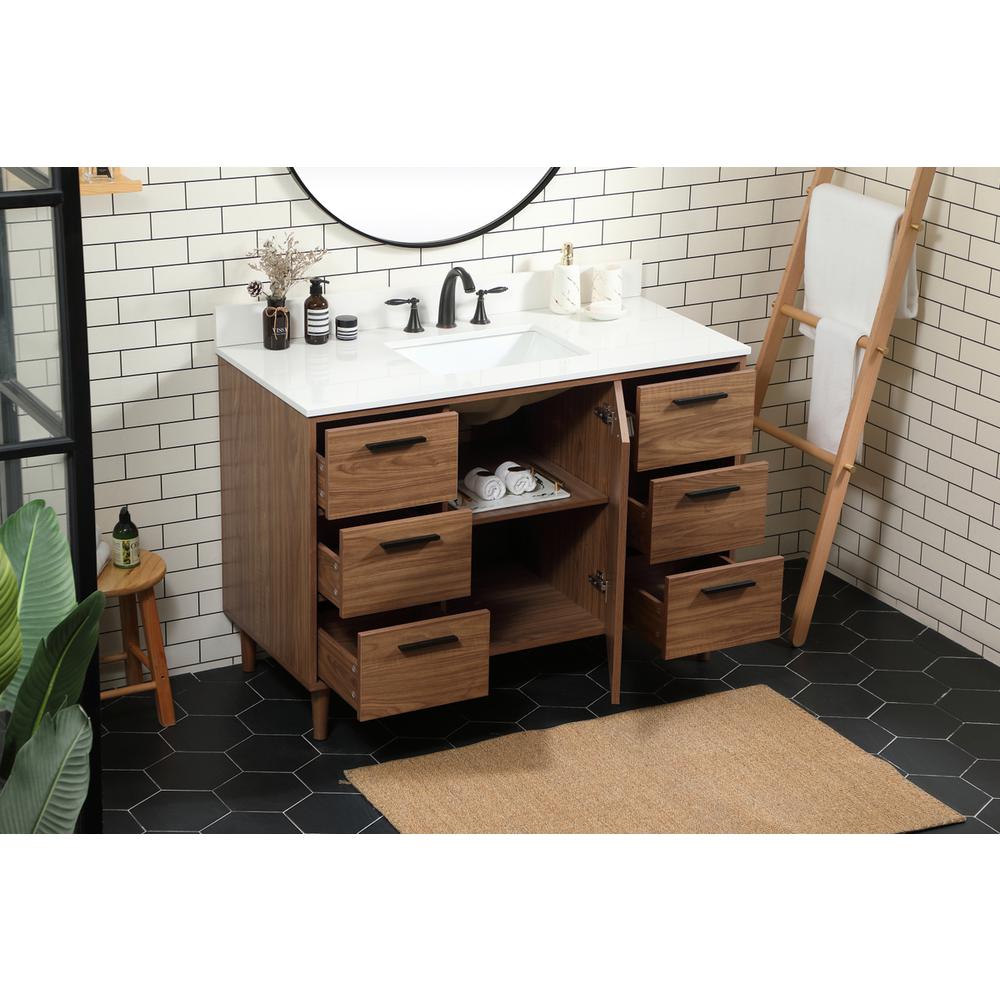 48 inch Single bathroom vanity in walnut brown with backsplash. Picture 3