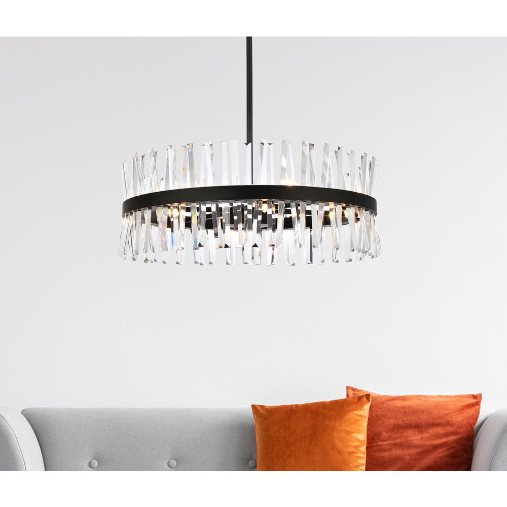 Serephina 32 inch crystal round chandelier light in black. Picture 8
