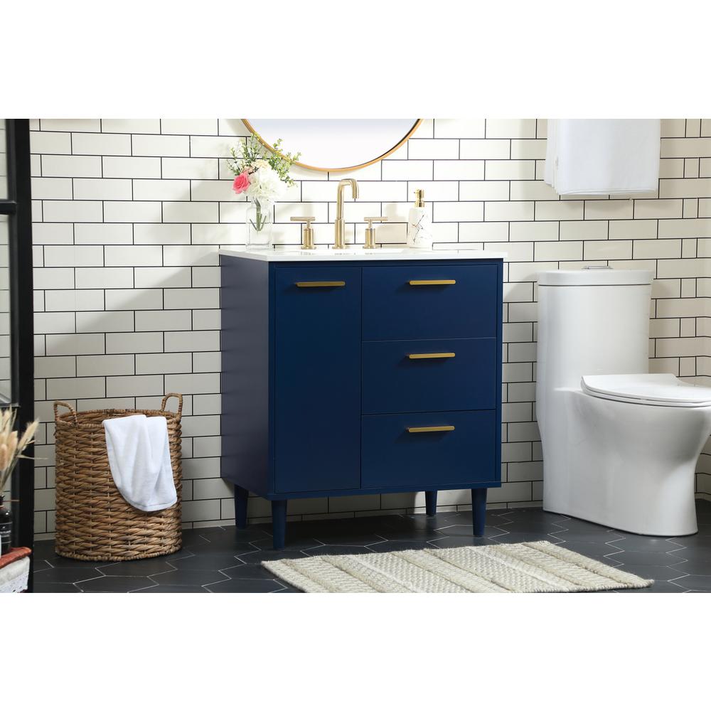 30 inch bathroom vanity in Blue. Picture 2