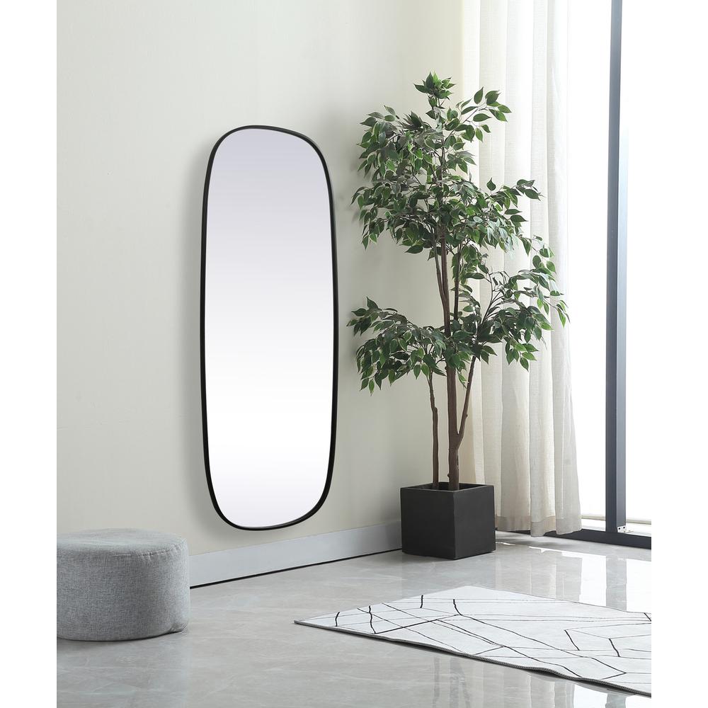 Metal Frame Oval Mirror 24x60 Inch in Black. Picture 2