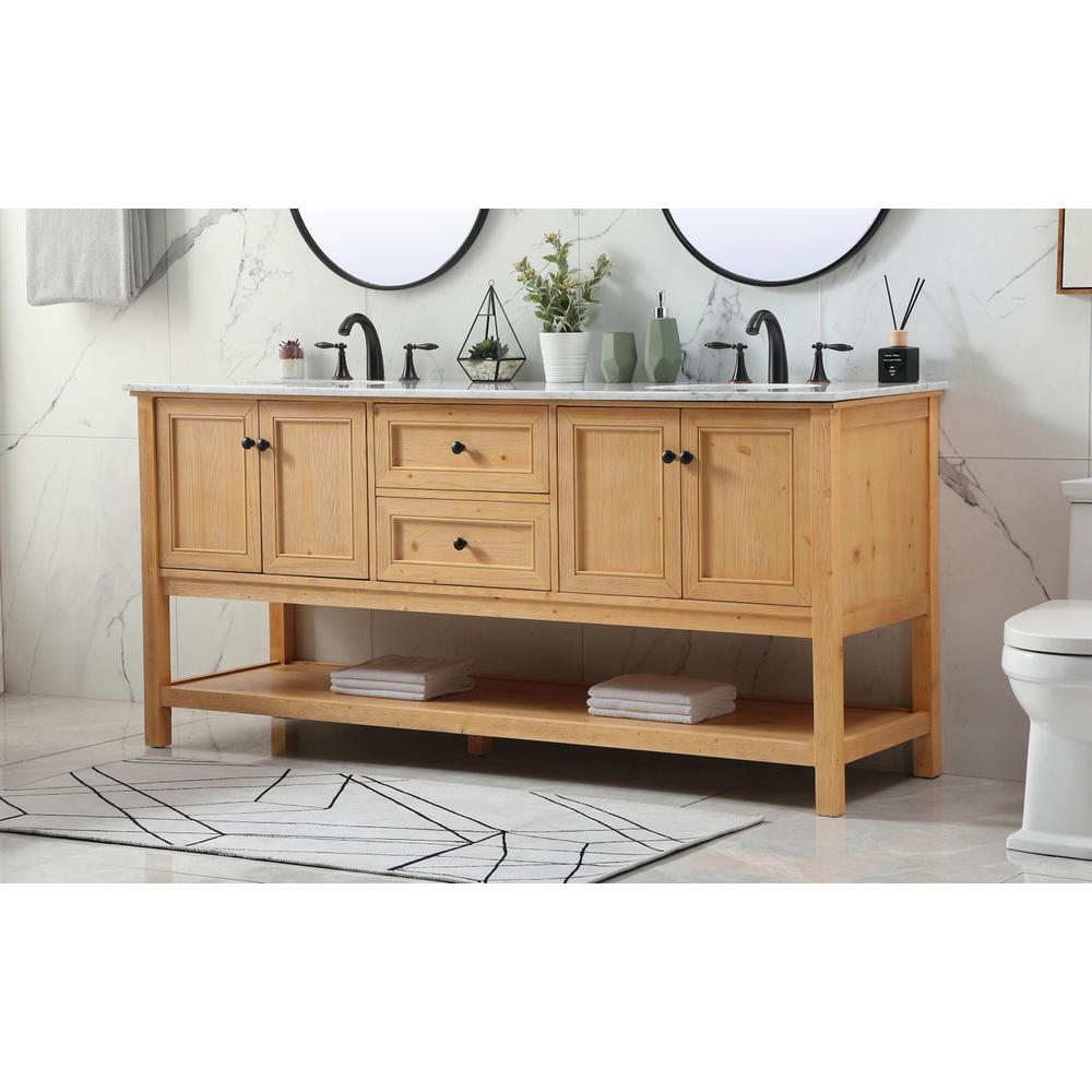 72 inch double bathroom vanity in natural wood. Picture 2