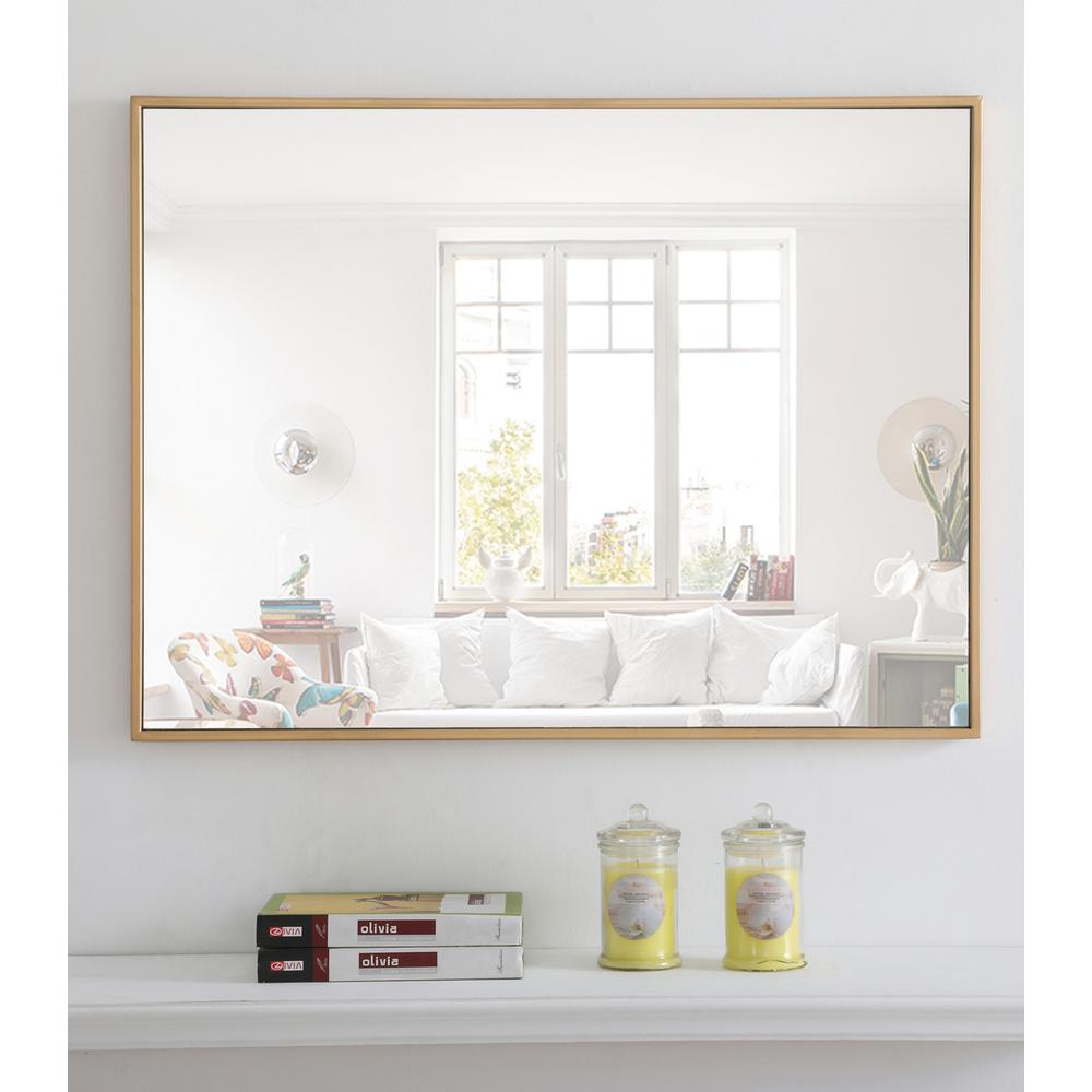 Metal frame Rectangle Mirror 24 inch Brass finish. Picture 6
