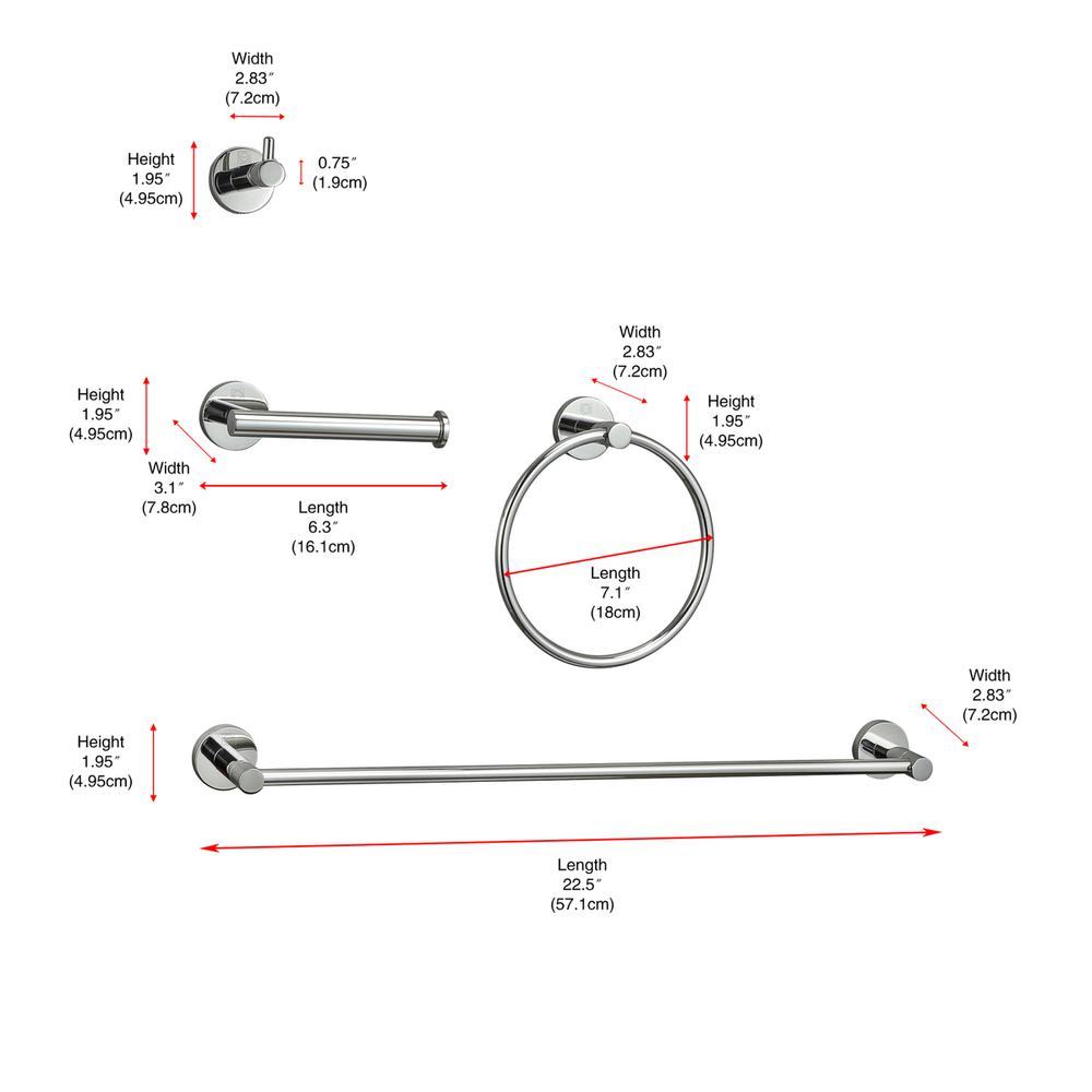 Freya 4-Piece Bathroom Hardware Set in Chrome. Picture 11