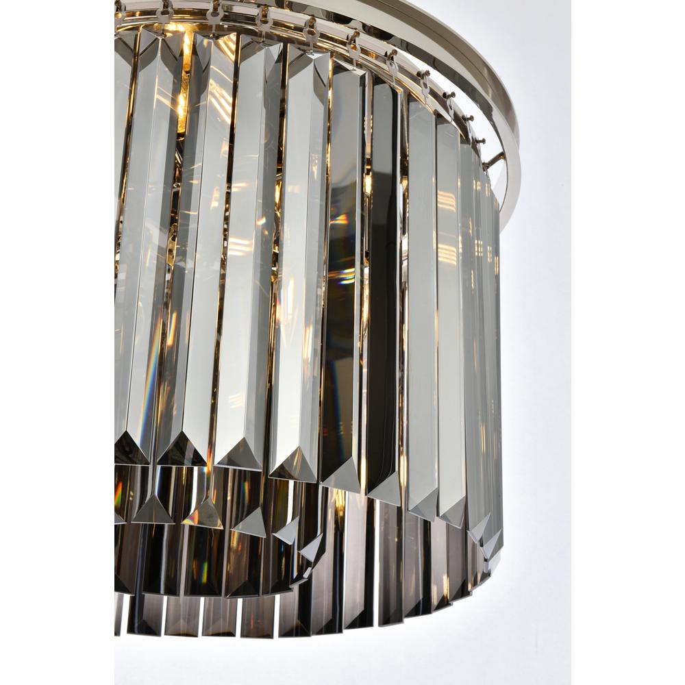 Sydney 6 light polished nickel Pendant Silver Shade (Grey) Royal Cut Crystal. Picture 5