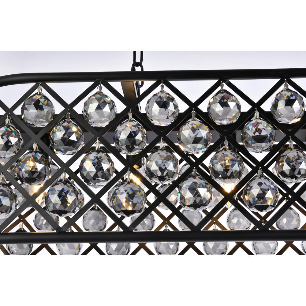 Madison 7 light Matte Black Chandelier Silver Shade (Grey) Royal Cut Crystal. Picture 5