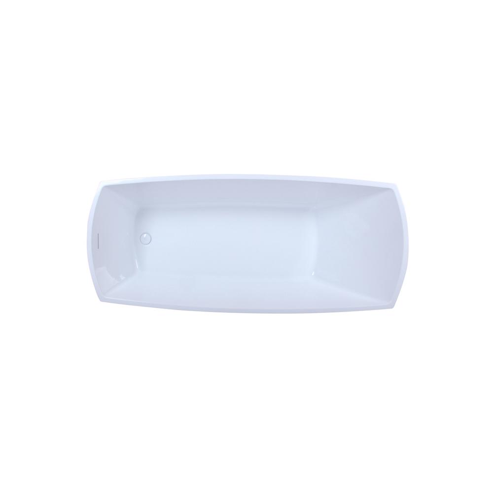 72 inch soaking single slipper rectangular bathtub in glossy white. Picture 9