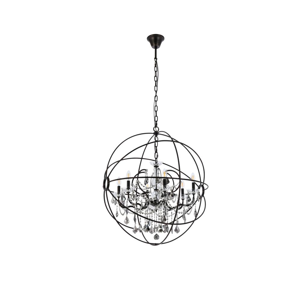Geneva 6 light Dark Bronze Chandelier Silver Shade (Grey) Royal Cut crystal. Picture 6