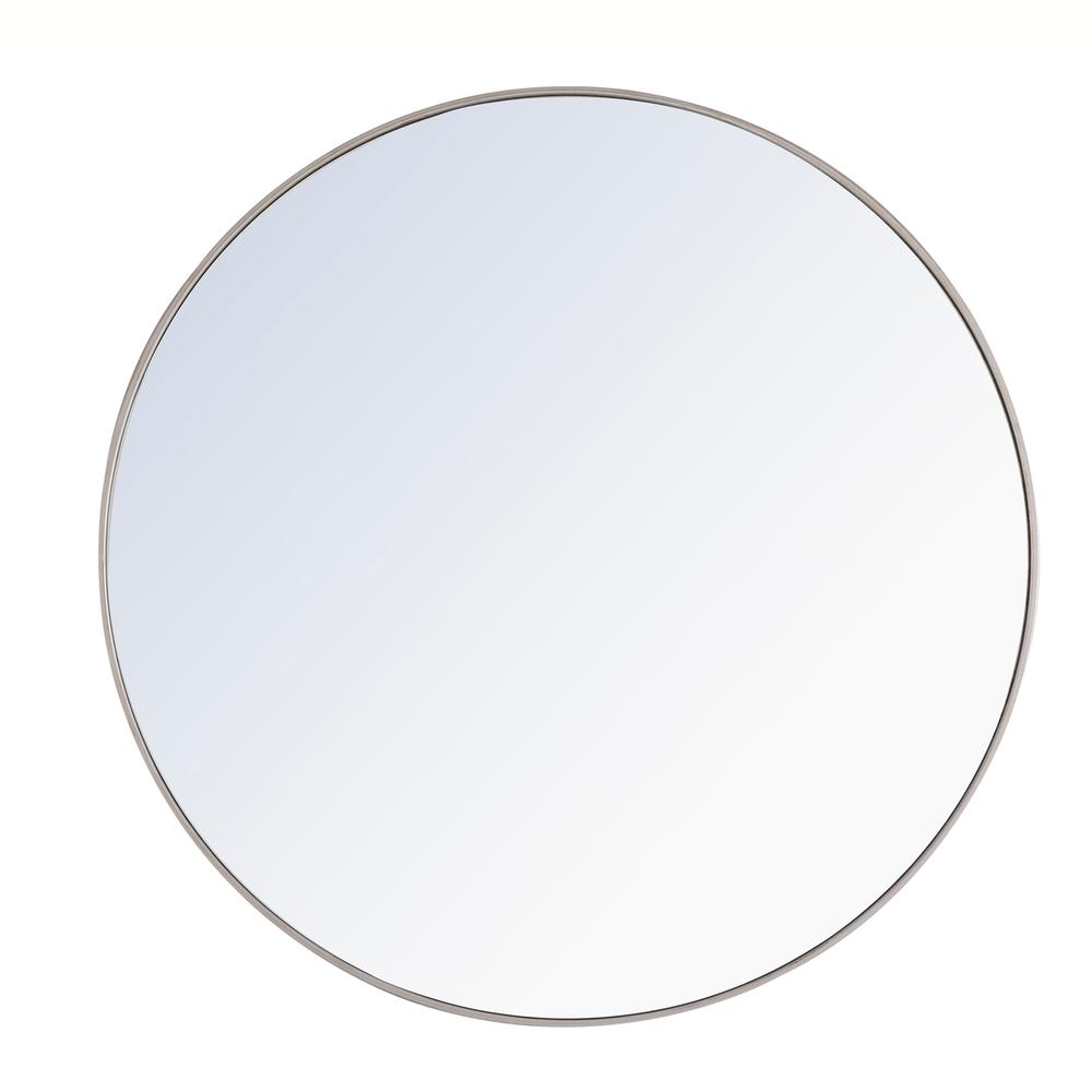 Metal frame Round Mirror 48 inch Silver finish. Picture 1
