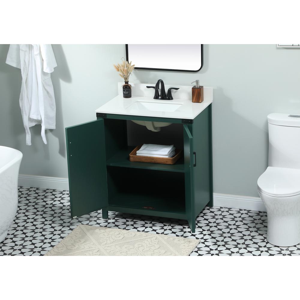 30 inch Single bathroom vanity in green with backsplash. Picture 3