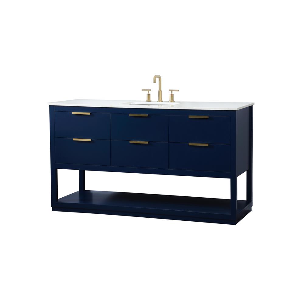 60 inch Single bathroom vanity in blue. Picture 7