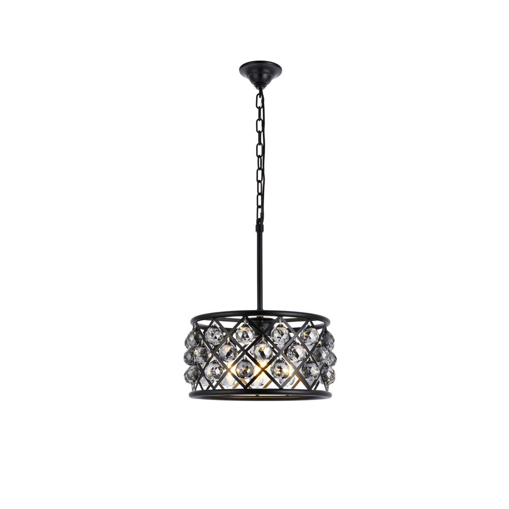 Madison 4 light Matte Black Pendant Silver Shade (Grey) Royal Cut Crystal. Picture 1
