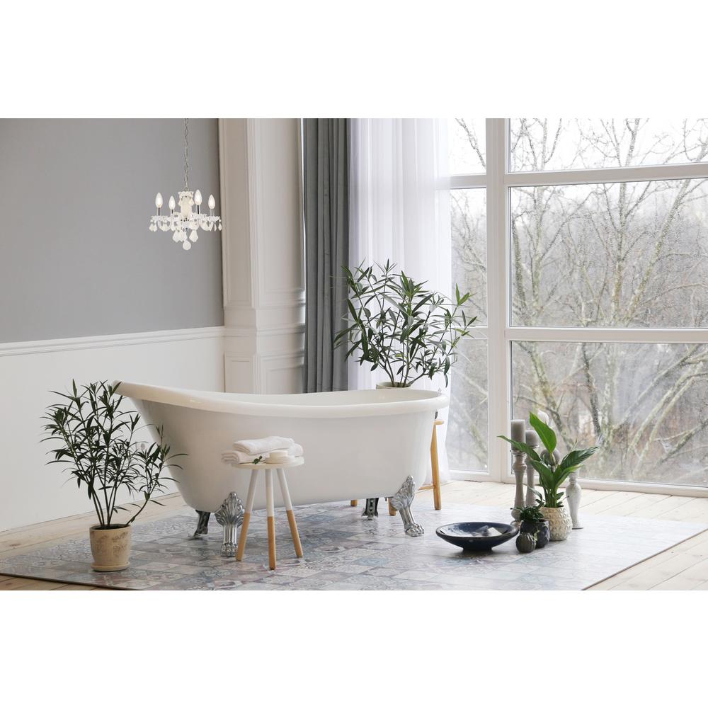 Rococo 4 light white Pendant White Royal Cut Crystal. Picture 8