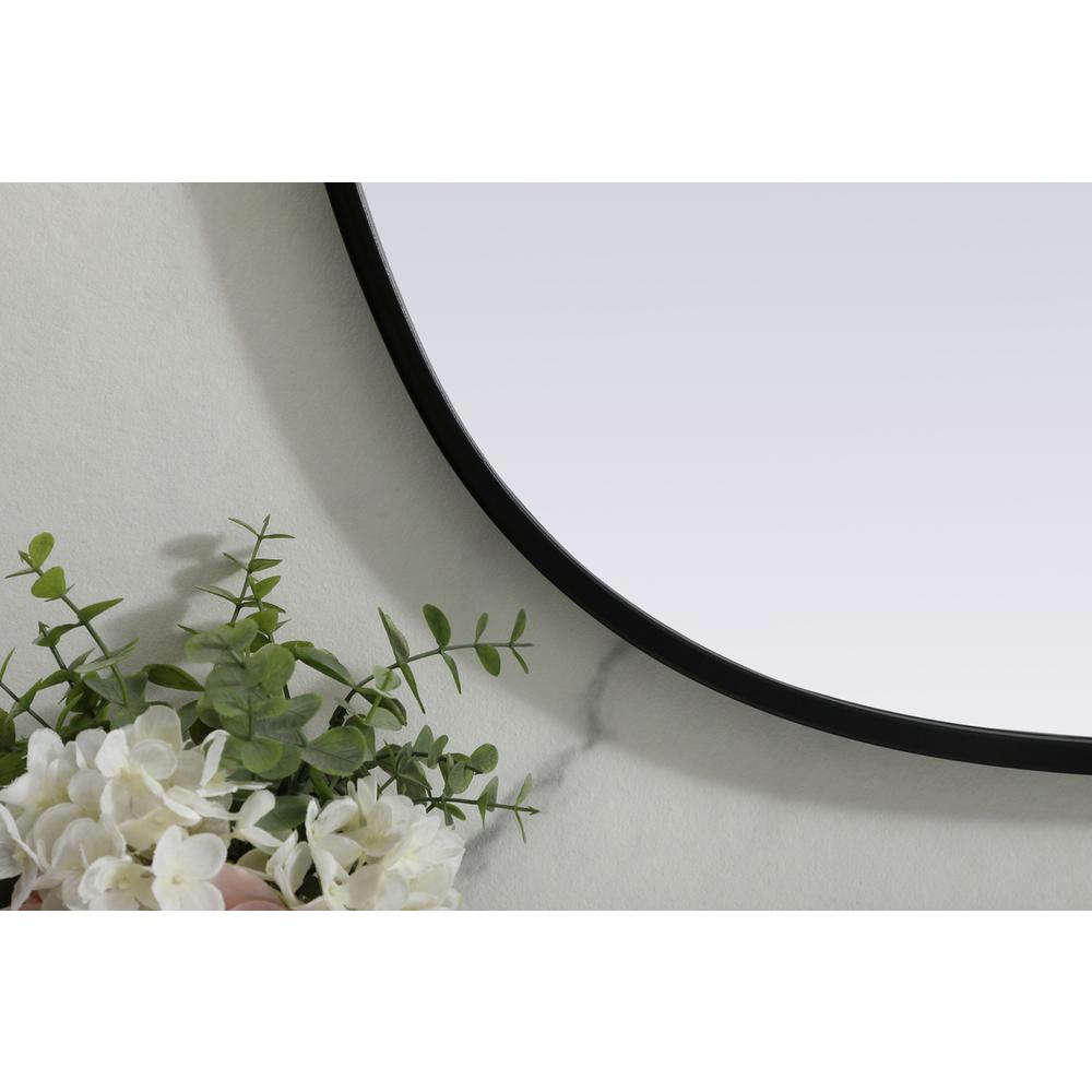 Metal Frame Oval Mirror 24x30 Inch in Black. Picture 5