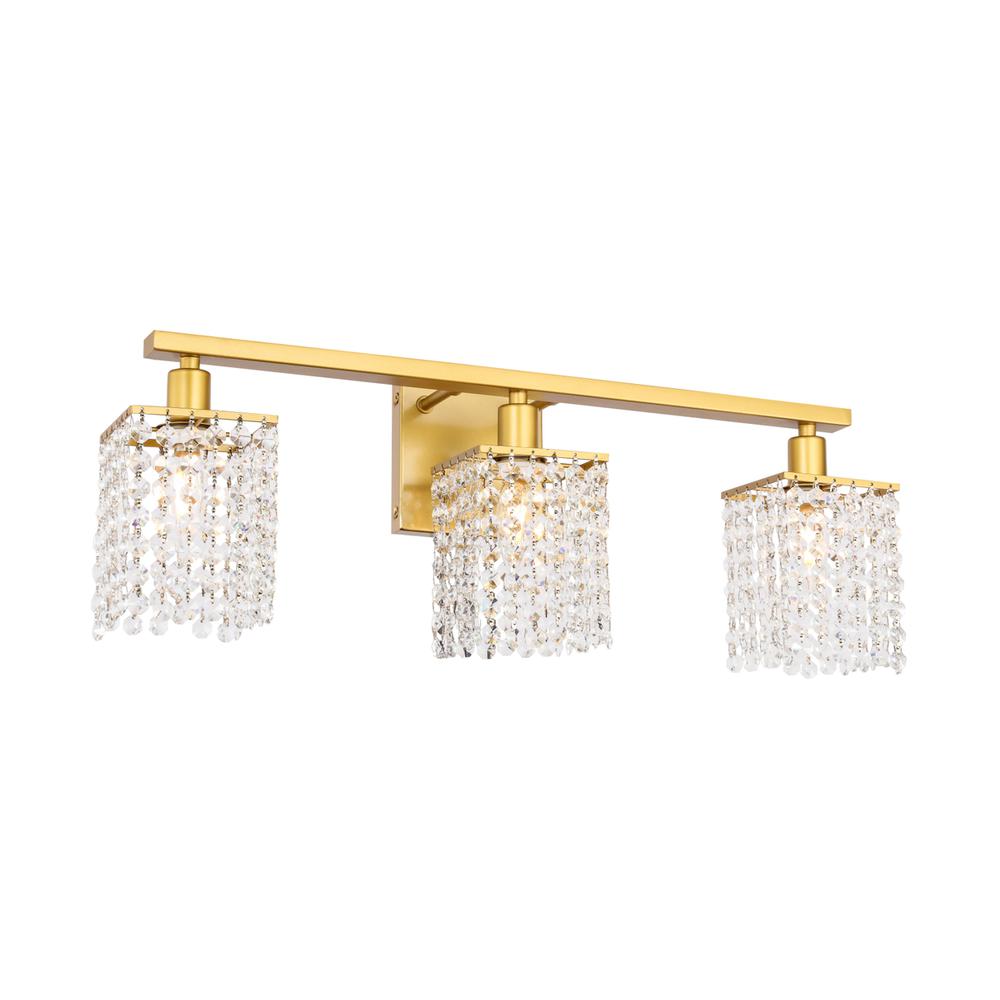 Phineas 3 light Brass and Clear Crystals wall sconce. Picture 3