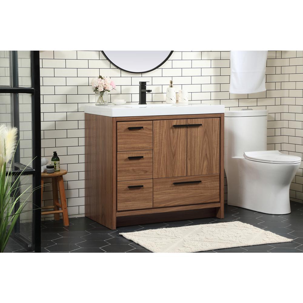 36 inch Single bathroom vanity in walnut brown. Picture 2