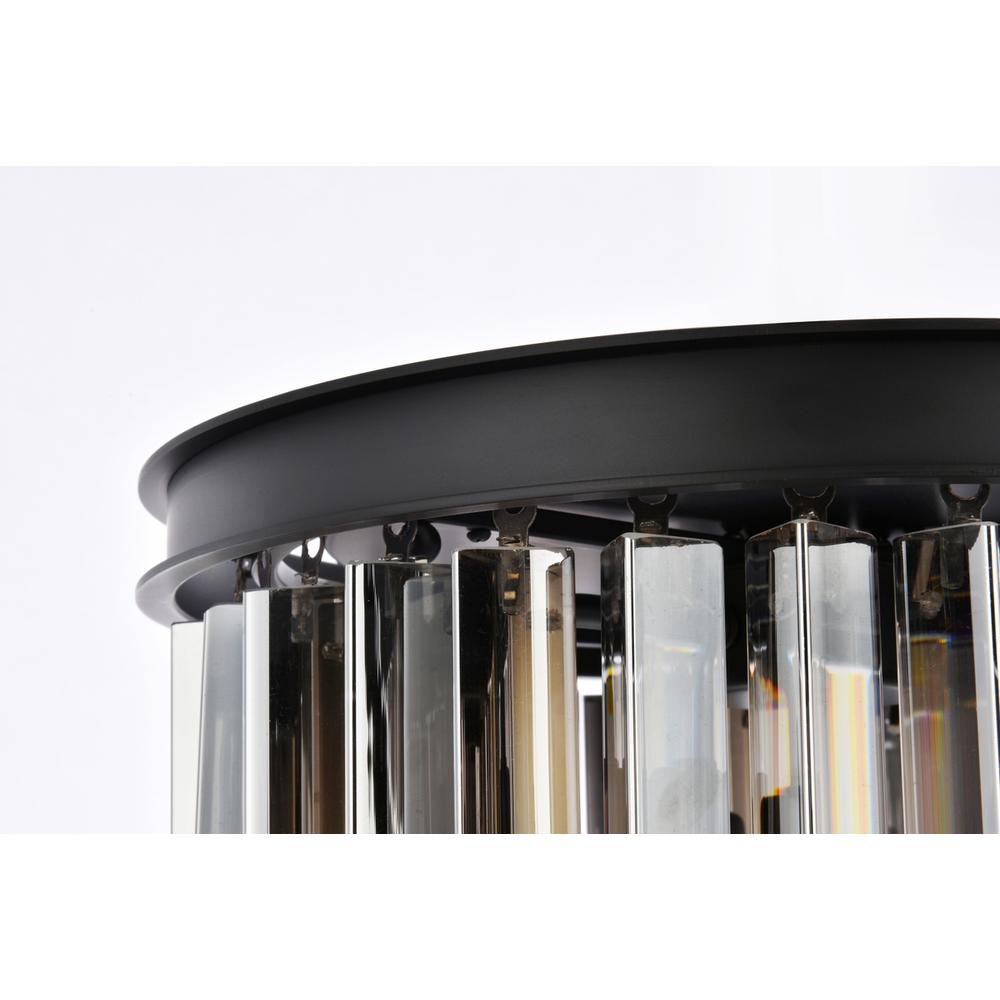Sydney 3 light Matte Black Flush Mount Silver Shade (Grey) Royal Cut Crystal. Picture 4