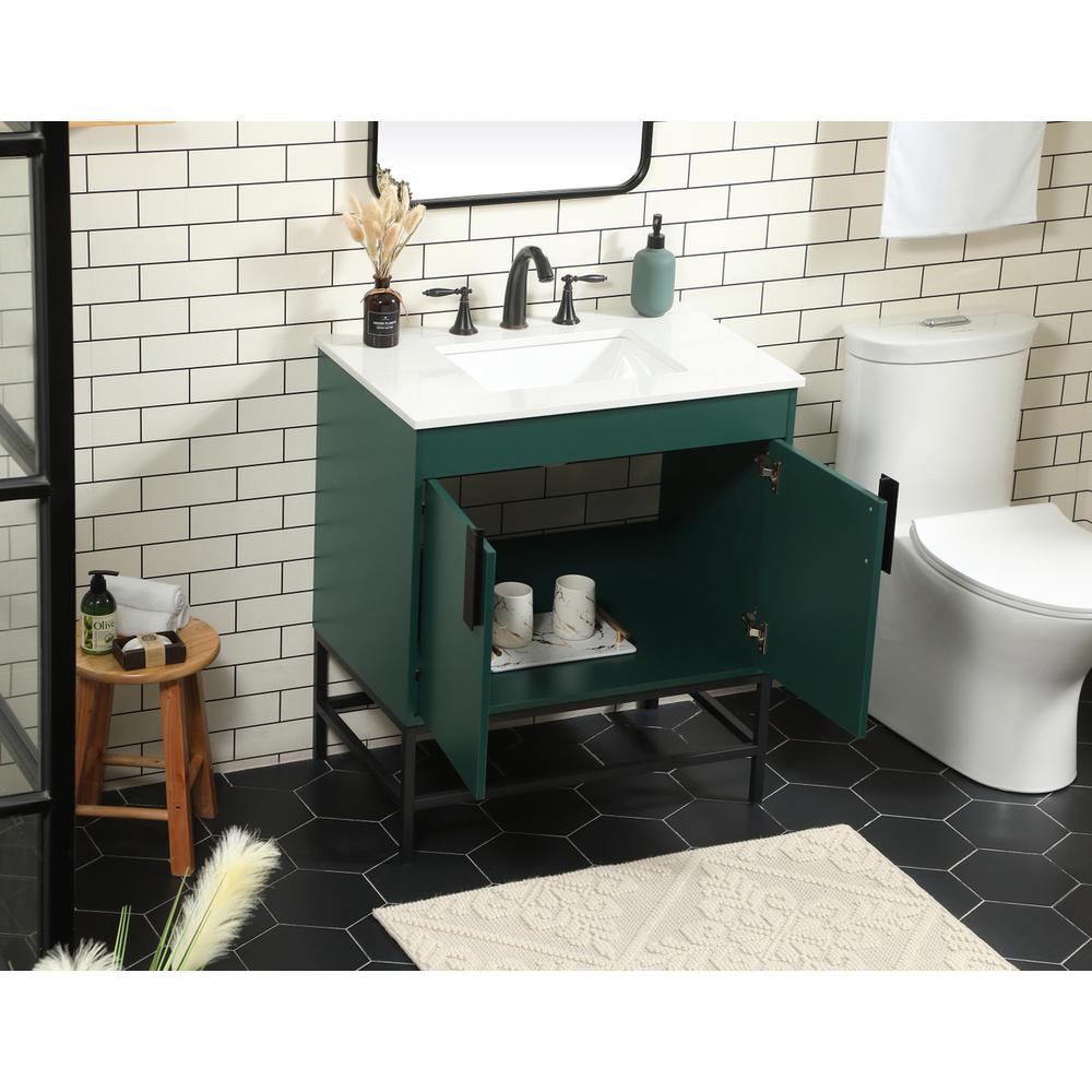 30 inch Single bathroom vanity in green. Picture 3